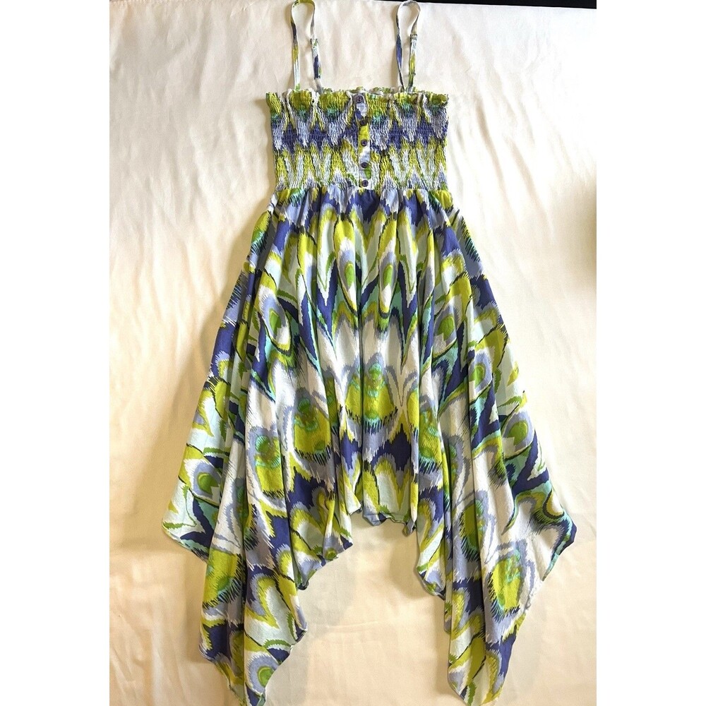 Andrew & Co. Boho Handkerchief Smocked Sun Dress Sz S Coastal Festival Resort
